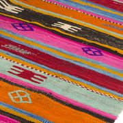 Vibrant Vintage Anatolian Kilim,Hand-Woven Wool & Cotton Rug – sku 137