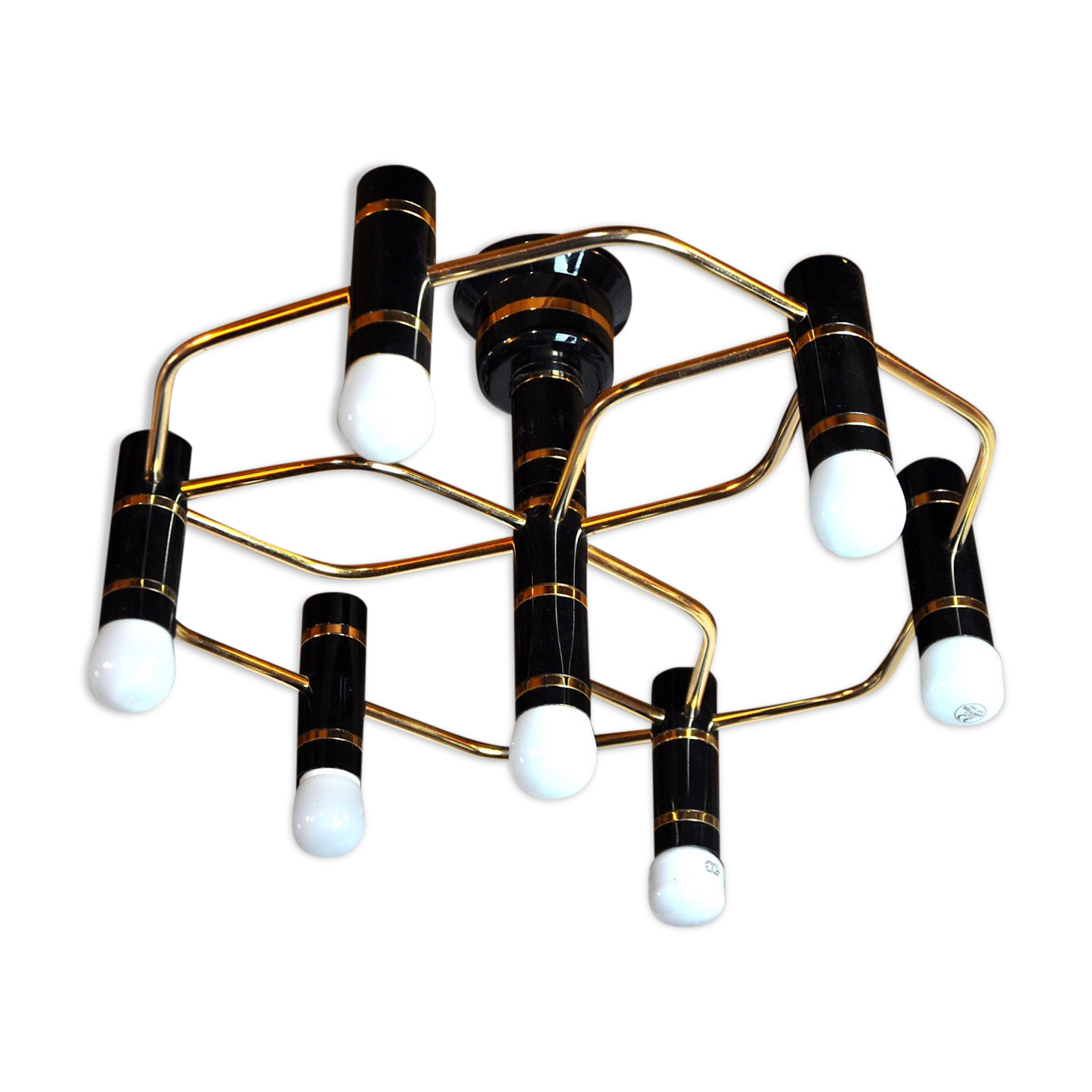Plafonnier géométrique 7 feux,  Maison Sciolari, Italie, 1970