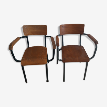 Lot de 2 chaises maîtres d'école vintage