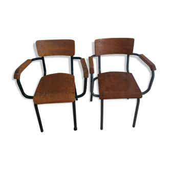 Lot de 2 chaises maîtres d'école vintage
