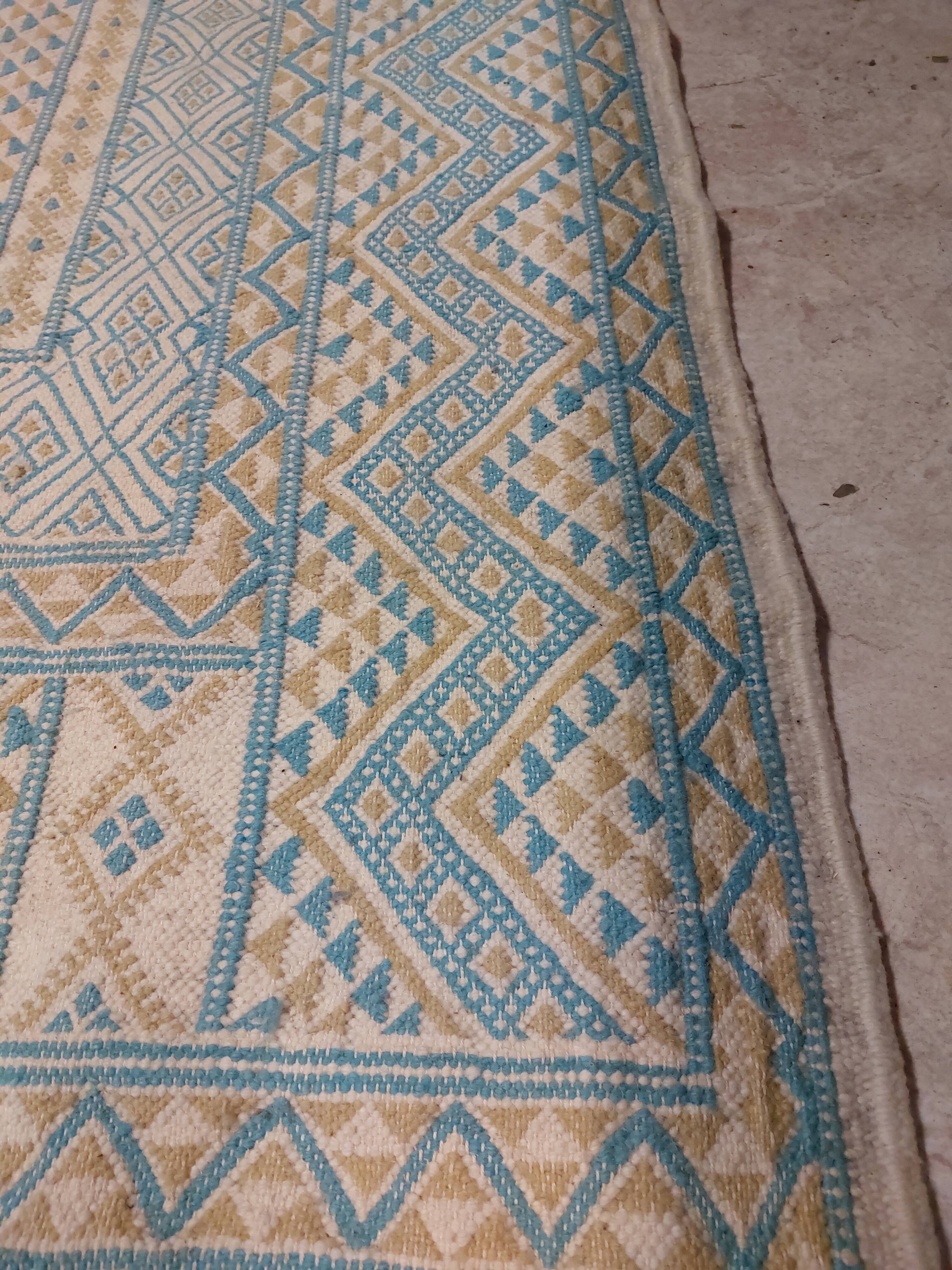 Tunisian Berber Rug - Margoum Rug - Handwoven Wool - 210x160 cm