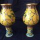 Pair of cloisonne enamel vases with japanese floral decor