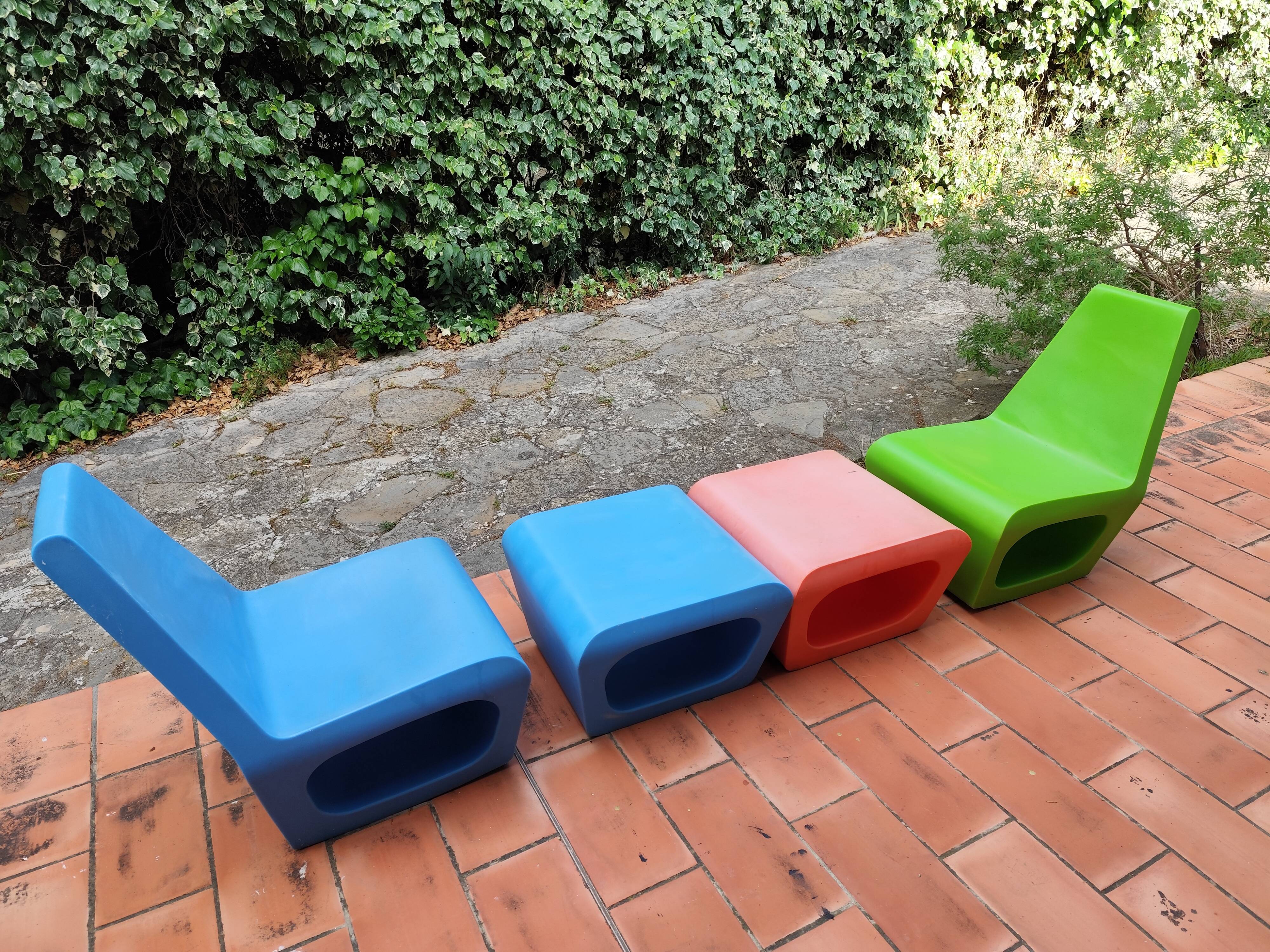 2 armchairs and 2 ottomans by Wiel Arets for Quinze & Milan vintage