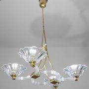 Extraordinary Art Deco Murano Glass and Bronze Chandelier by Barovier&Toso, 1950