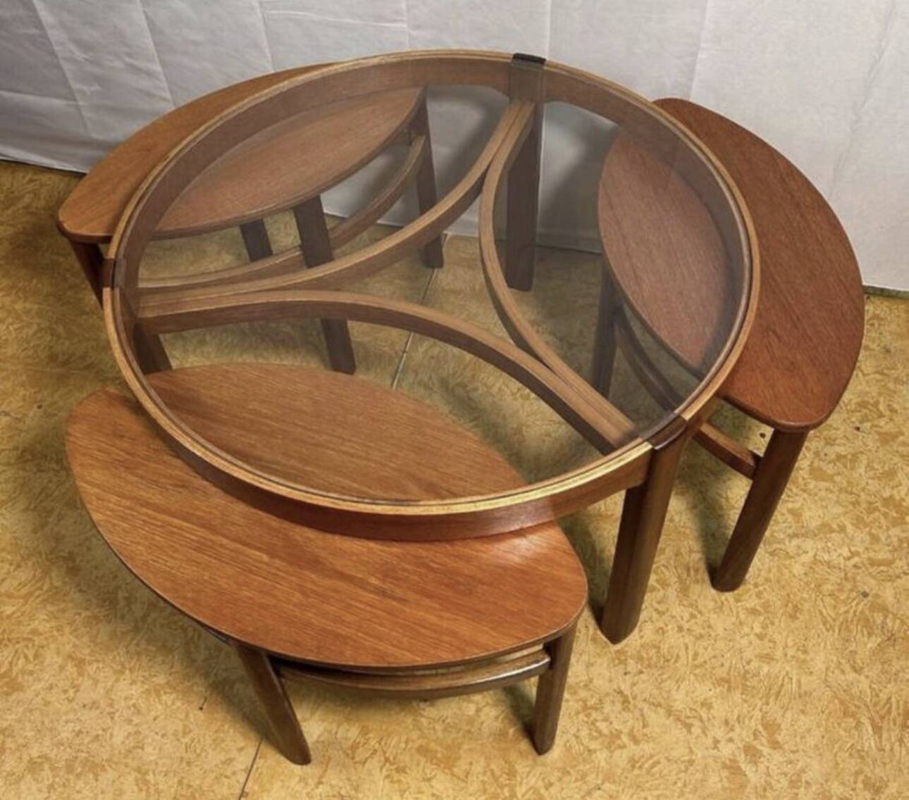 Mid century retro vintage teak trinity coffee table by nathan 1960