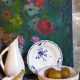 Six "grandma" plates of gien with blue flowers