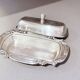 Antique Silver Butter Dish With Crystal Liner & Spoon, Elegant Vintage Tableware