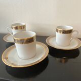Trio of Limoges Sologne Porcelain Cups and Saucers
