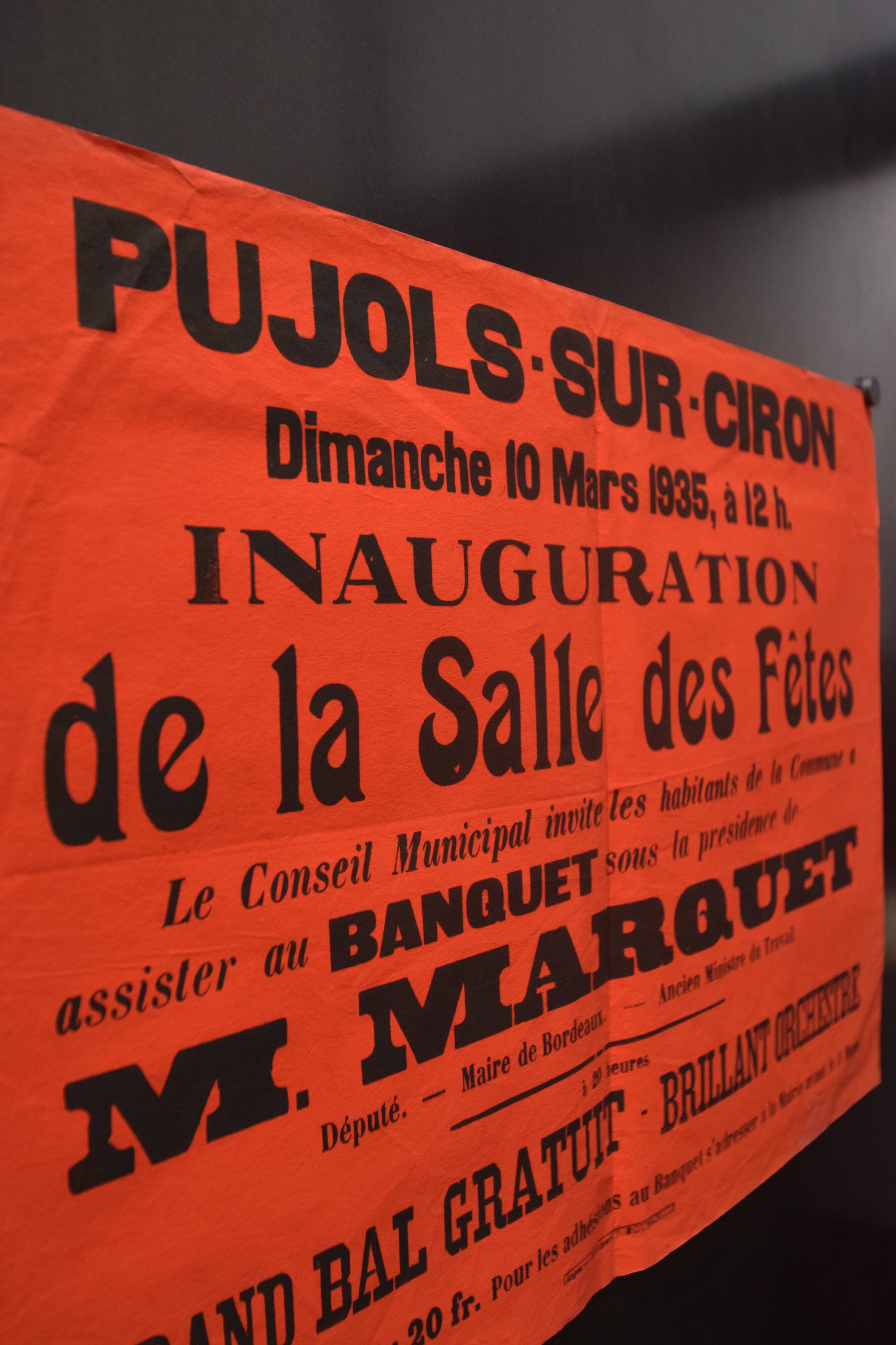 Poster "Inauguration Holiday Hall" - Pujols-sur-Ciron - 1935