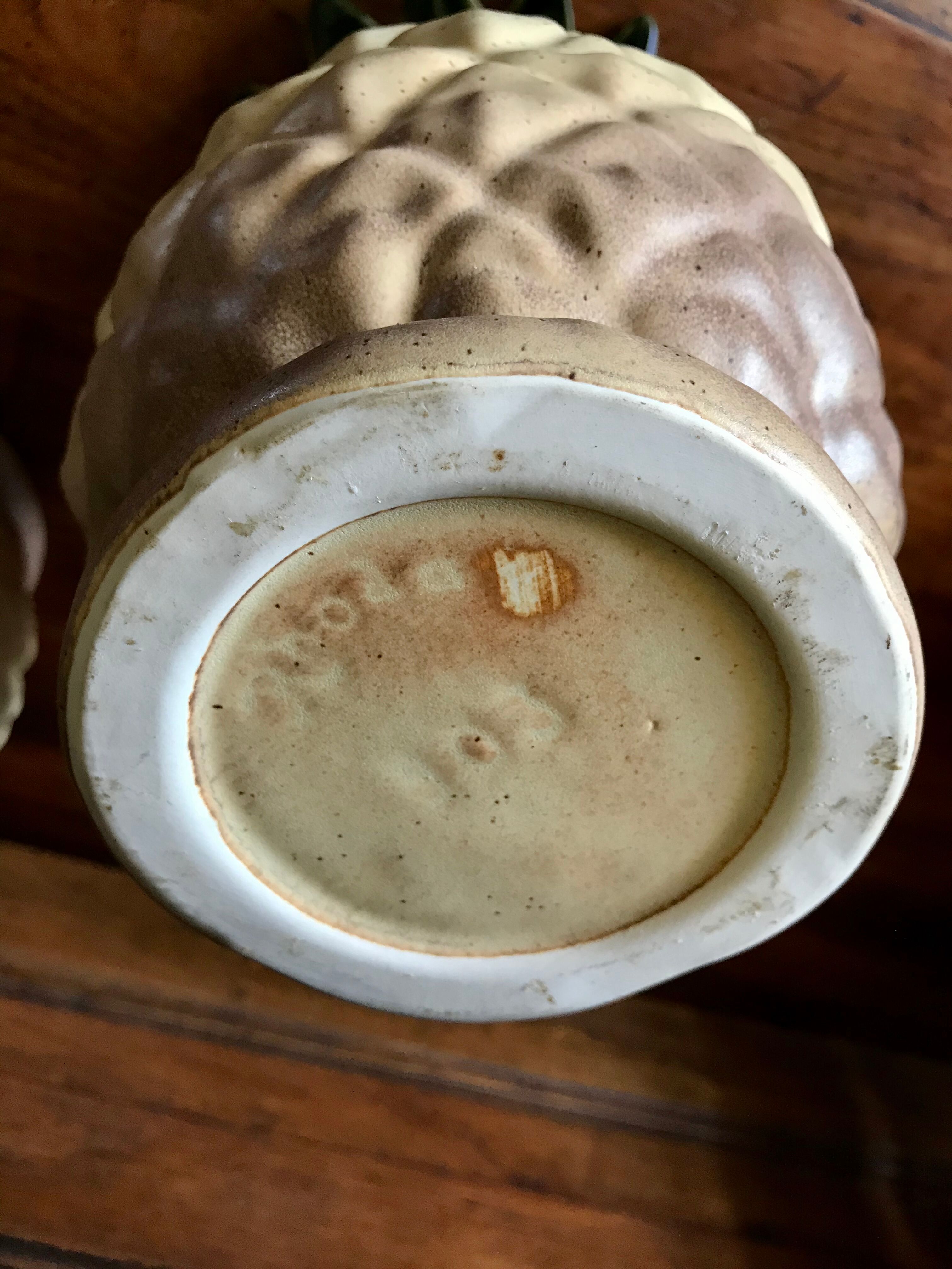 Pair of Rhoda stoneware pineapple vases