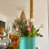 Blue-green ceramic vase