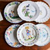 Set of 6 vintage mismatched plates
