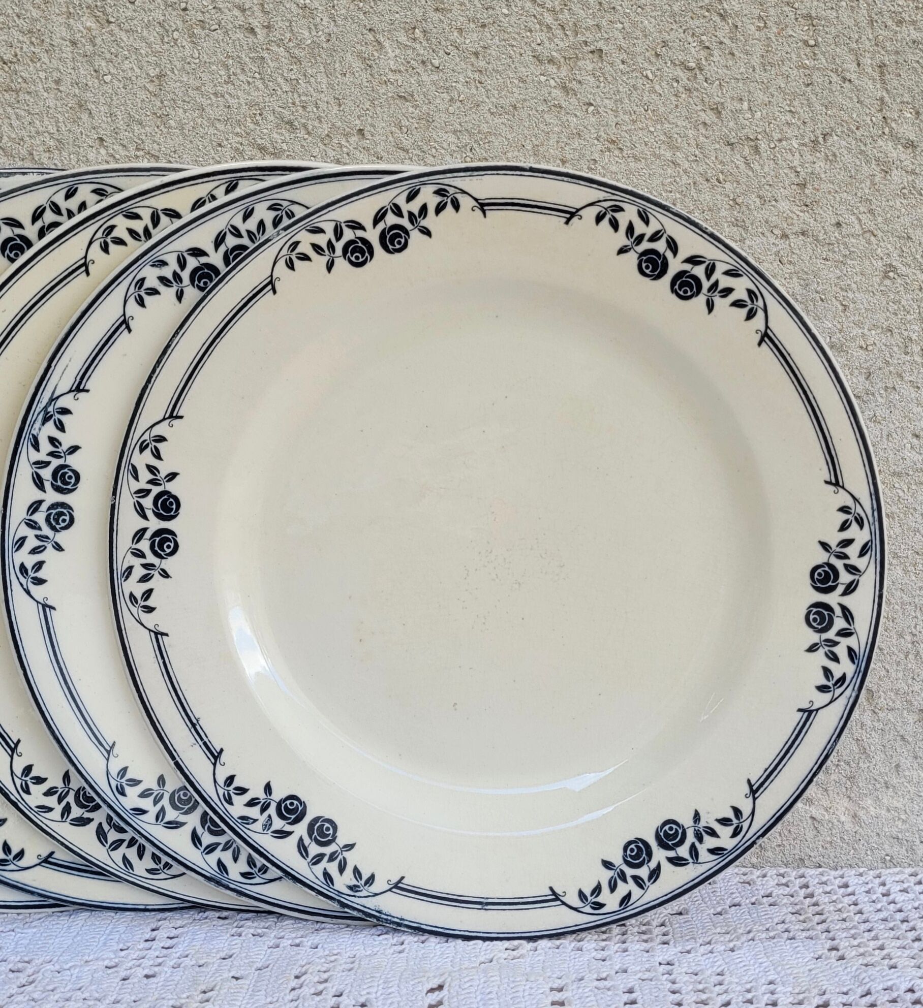 Set of 6 flat plates Salins Model Saussure A.B. Iron Earth