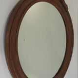 Antique oval mirror in carved wood – Louis XVI style, ribbon bow decoration, mid
