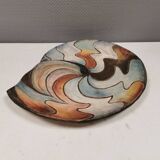 Large handmade decorated ceramic dish. Ruth Grønne Denmark 2001