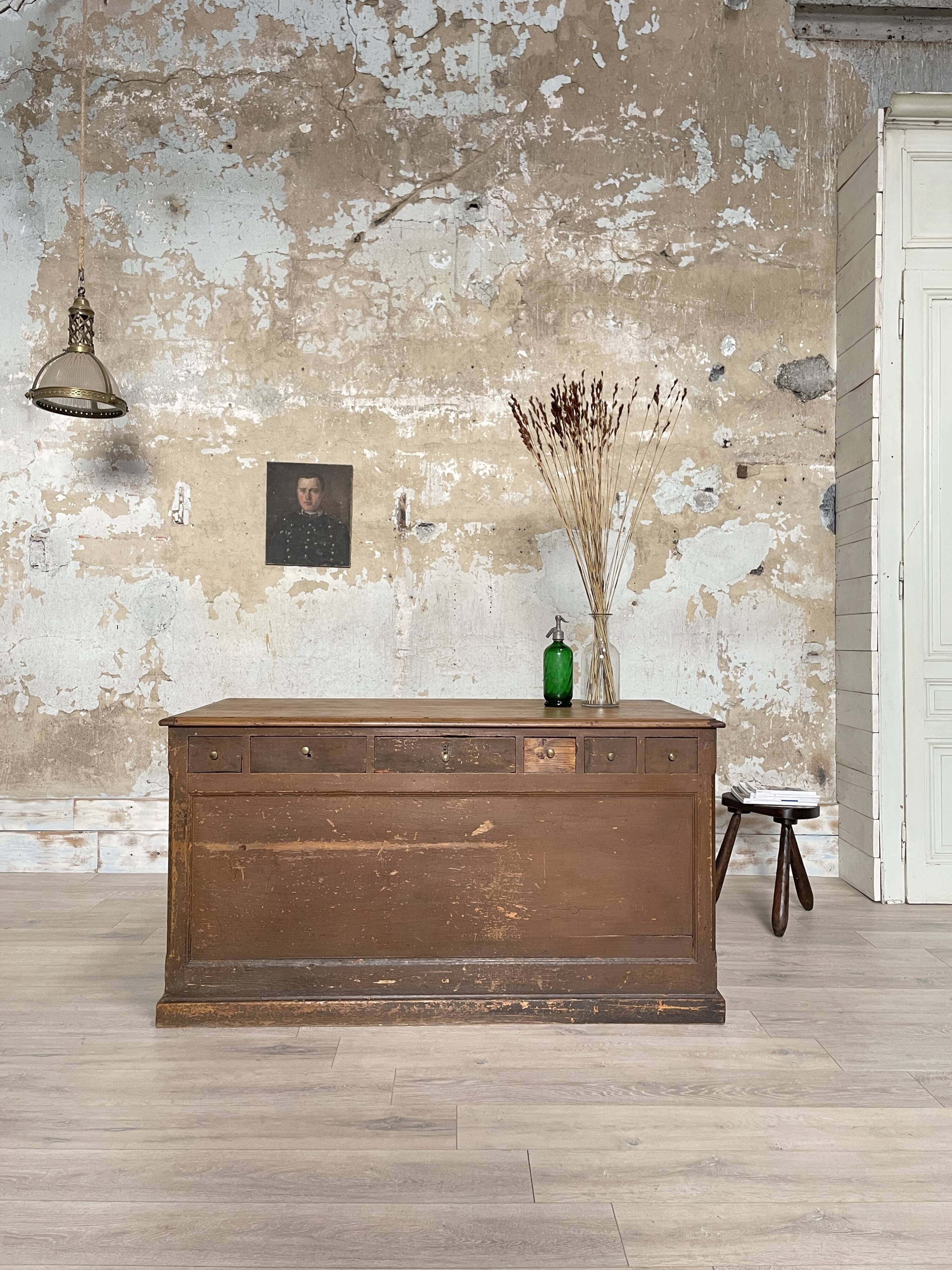 Double-sided trade counter with drawers, circa 1900