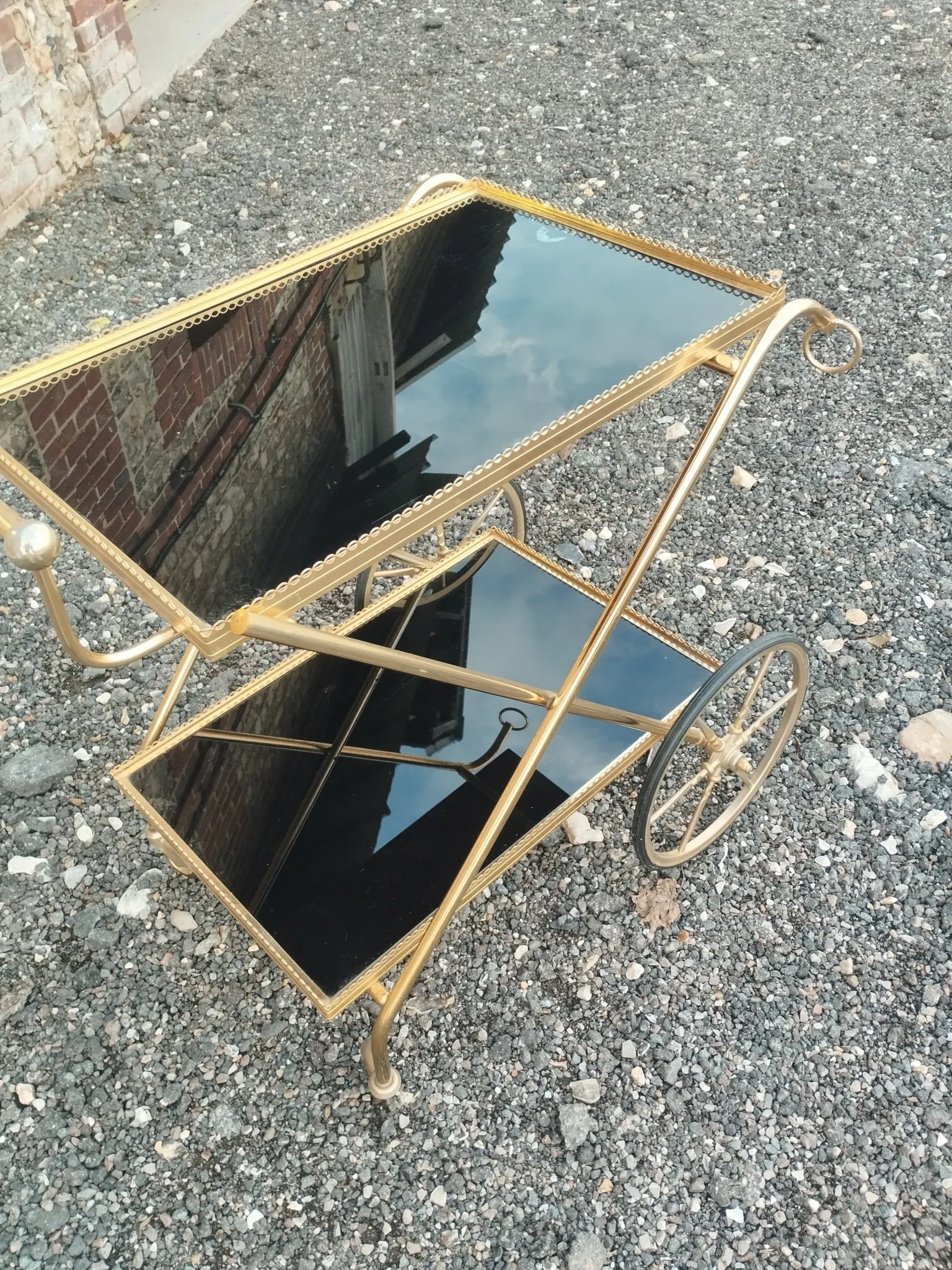 Vintage antique golden metal dessert stand