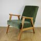 Fauteuil classique en bois clair structurel vert olive