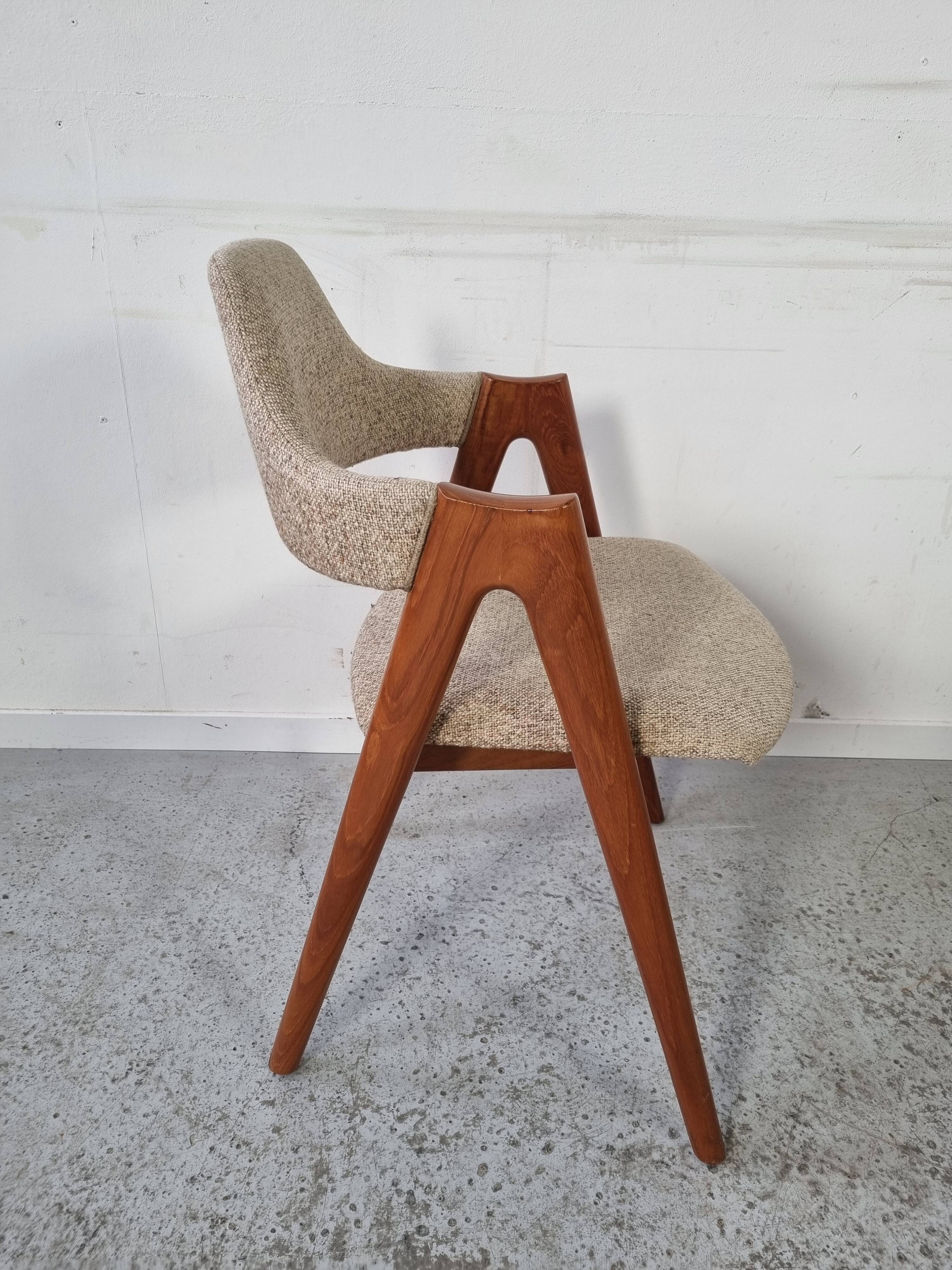 4 teak Compass chairs by Kai Kristiansen for SVA Møbler, 1960s