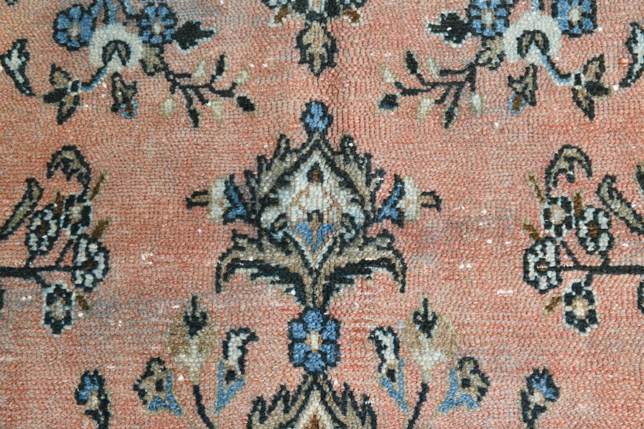Tapis persan classique bleu et saumon, 318x410 cm