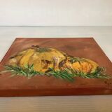 Small still life painting in oil on canvas, signed.