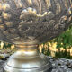 Large silver plated champagne cooler bowl on pedestal with grape