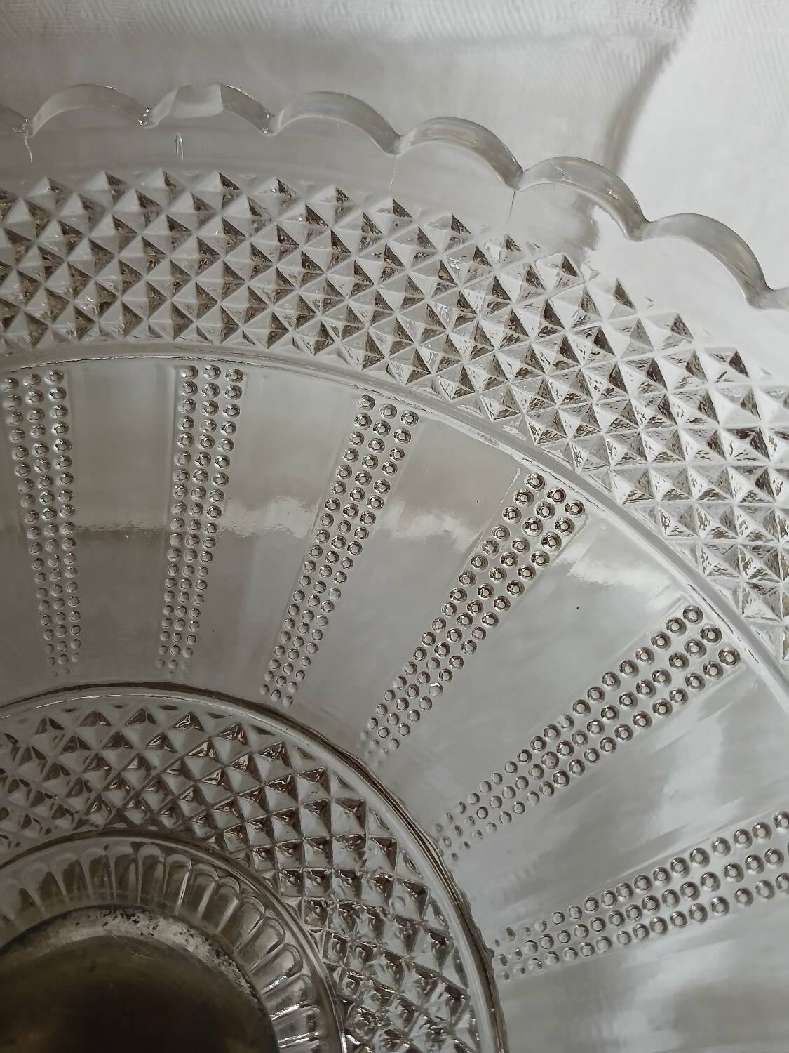 Antique glass and metal fruit bowl