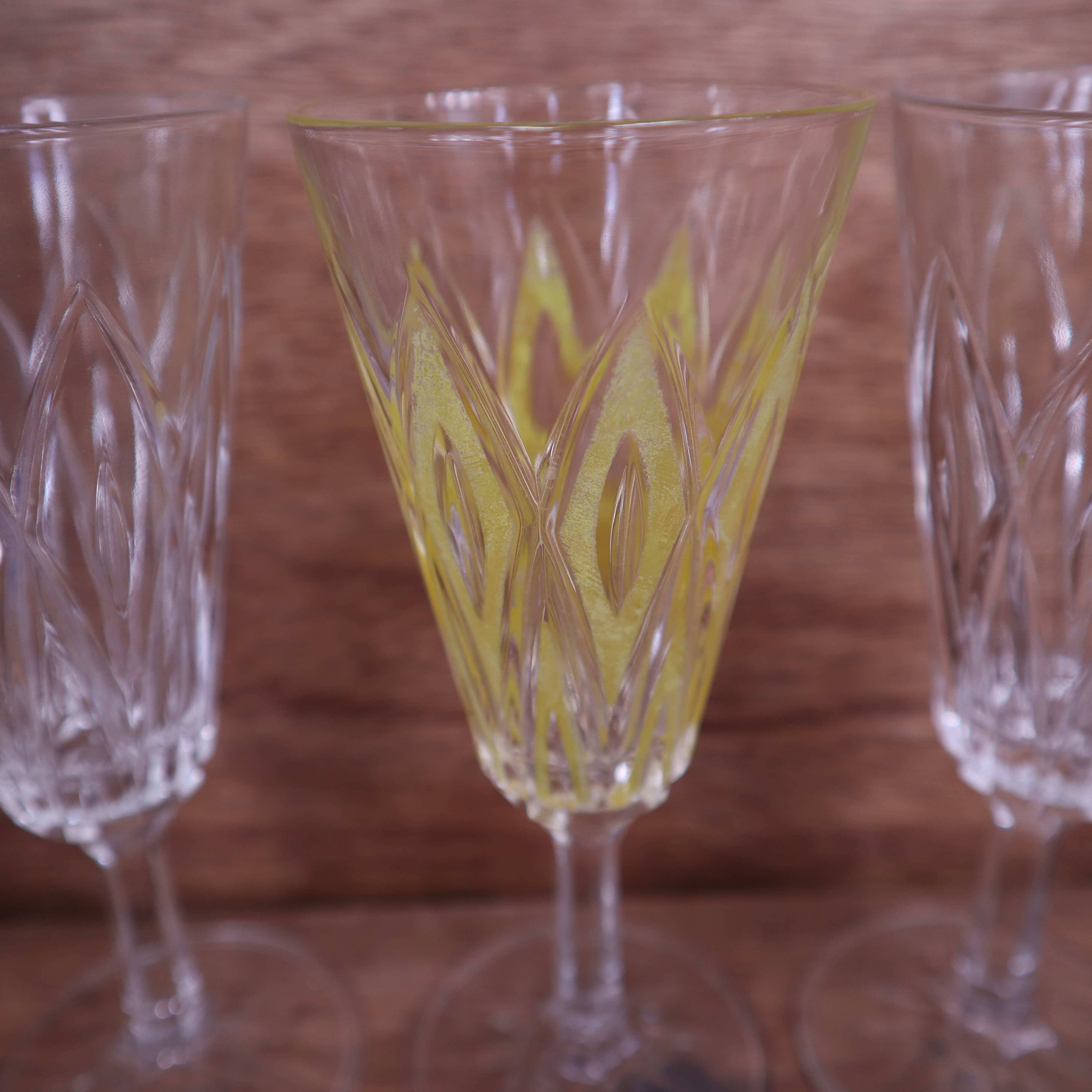 Set de 4 flûtes à champagne Arlequin verrerie de Reims / VMC