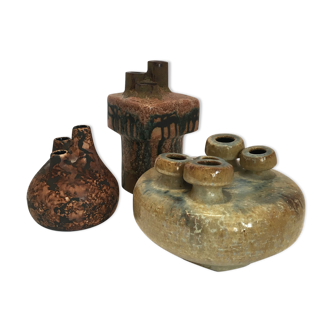 Set of three vases brutlaistes Chimney.  Steuler Germany 70 years