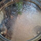 Silver-plated metal platter Christophle Fleuron France