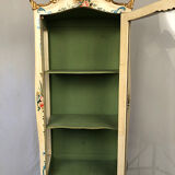 Venetian-style showcase chest of drawers in lacquered wood with flower painted decoration