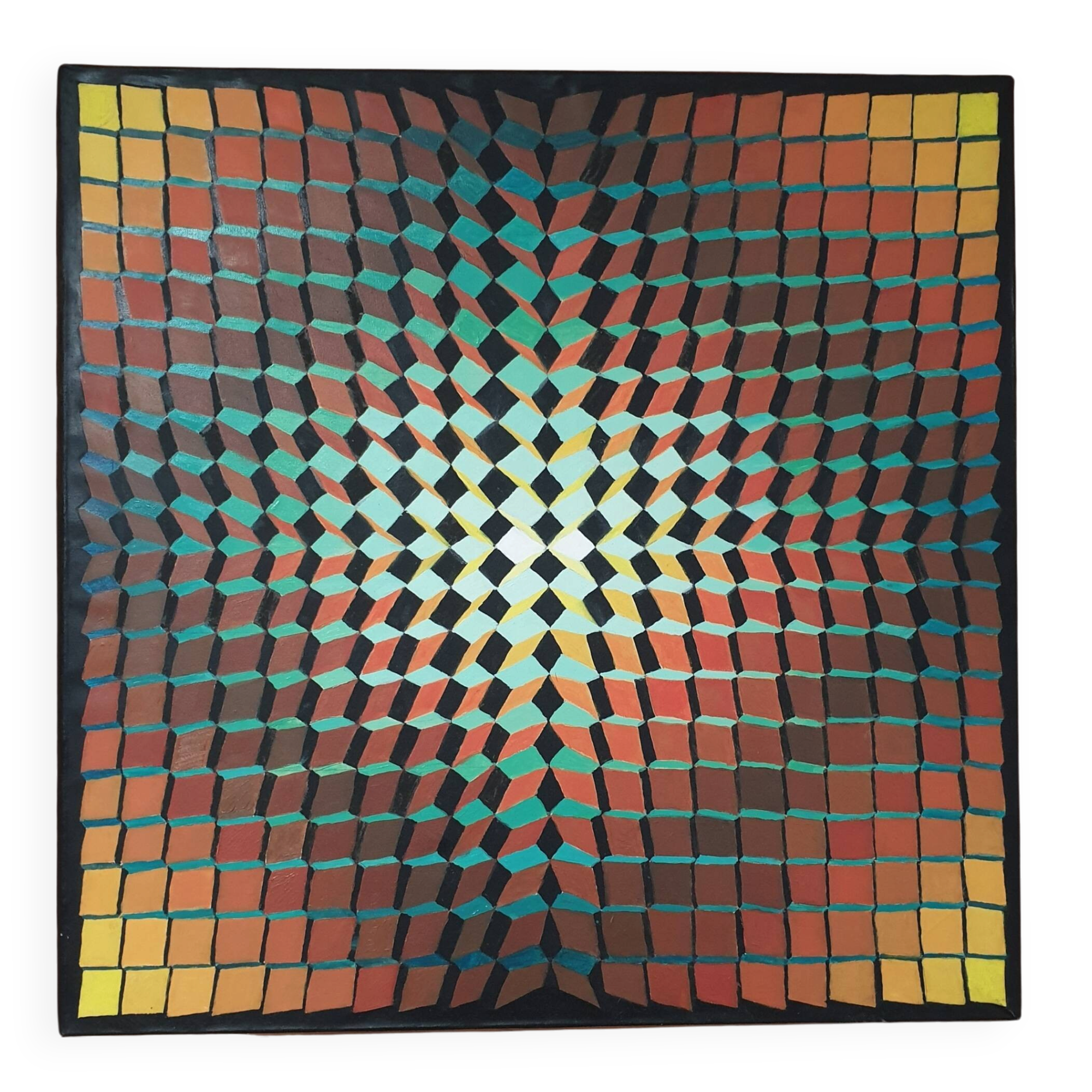 Tableau/Art optique/huile sur toile/78x78x2cm