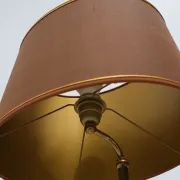Hollywood Regency Brass Cobra Table Lamp with Brown Shade, France, 1970s