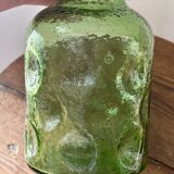Vintage beautiful green thick honeycomb glass carafe bottle