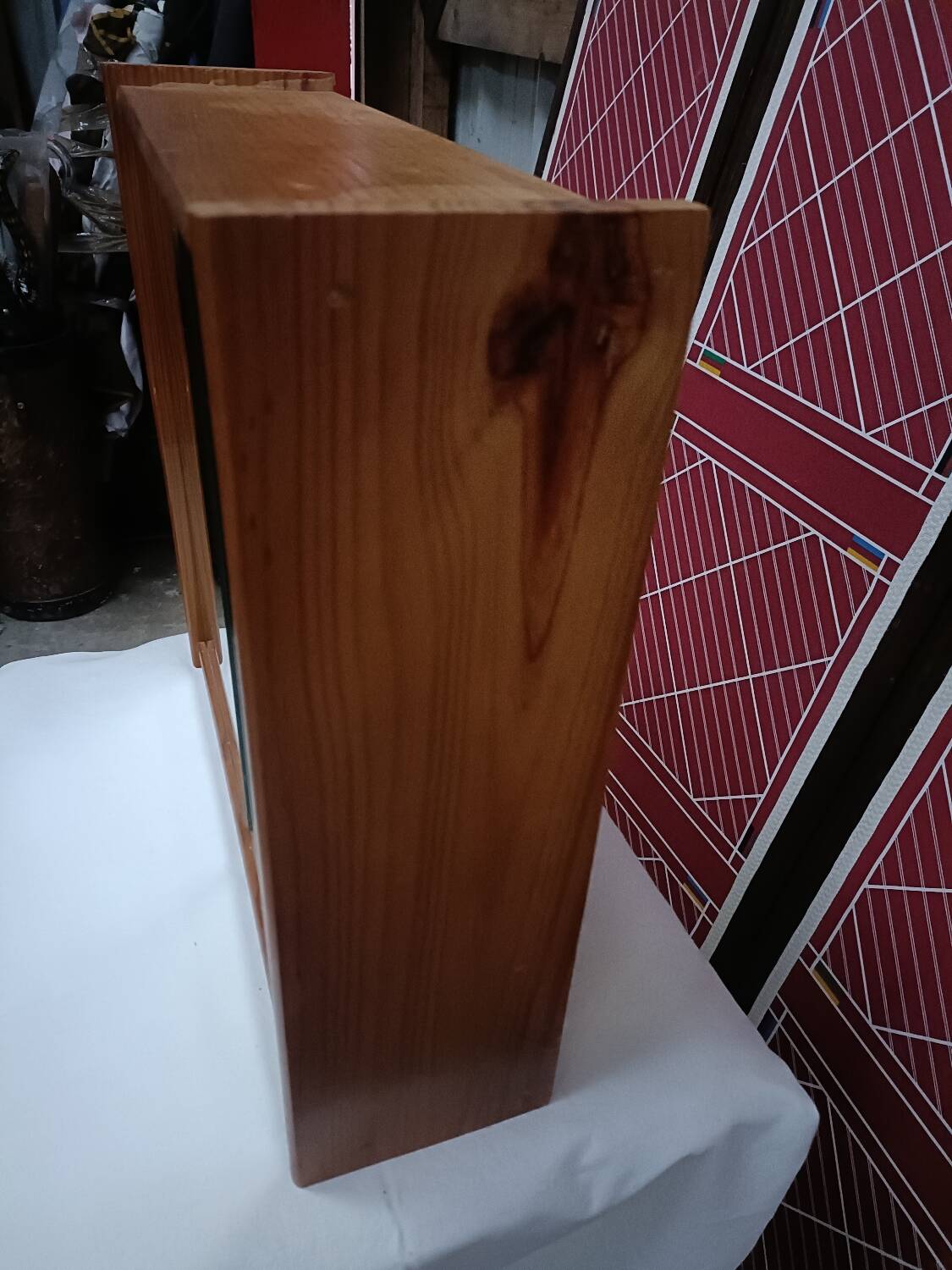 Small wall-mounted bathroom cabinet with vintage mirror doors