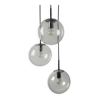 Set of 3 glass bubble globes 4101 by Glashütte Limburg 1970