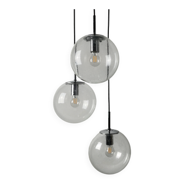 Ensemble de 3 globes en verre bulle 4101 par Glashütte Limburg 1970