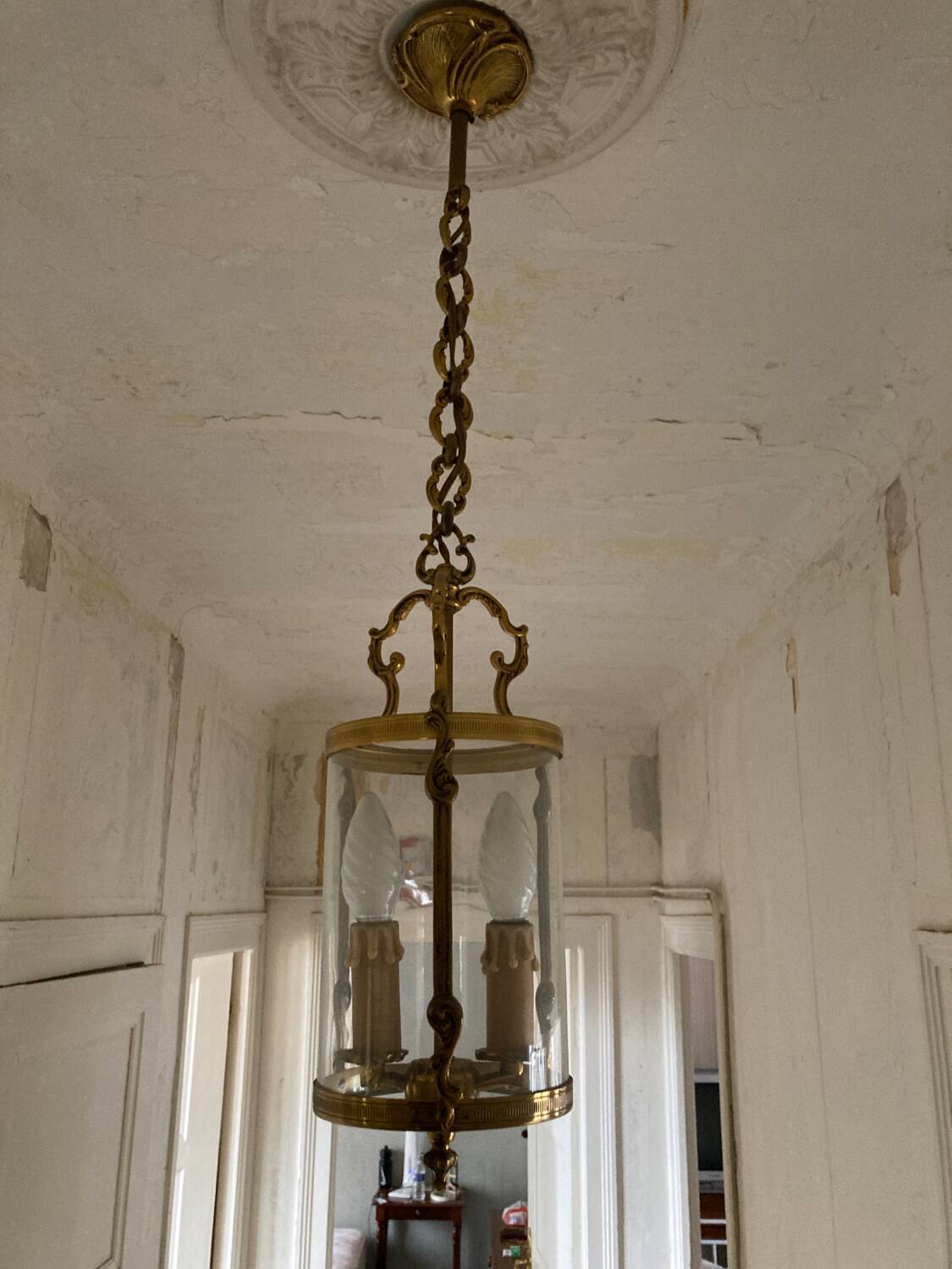 Chandeliers 2 glass and brass candles