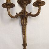 Magnificent Pair French Antique Bronze Triple Wall Lights Urn & Swag Detail