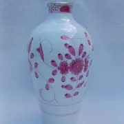 Vintage porcelain vase with Indian painting in purple by Meissen, 1980