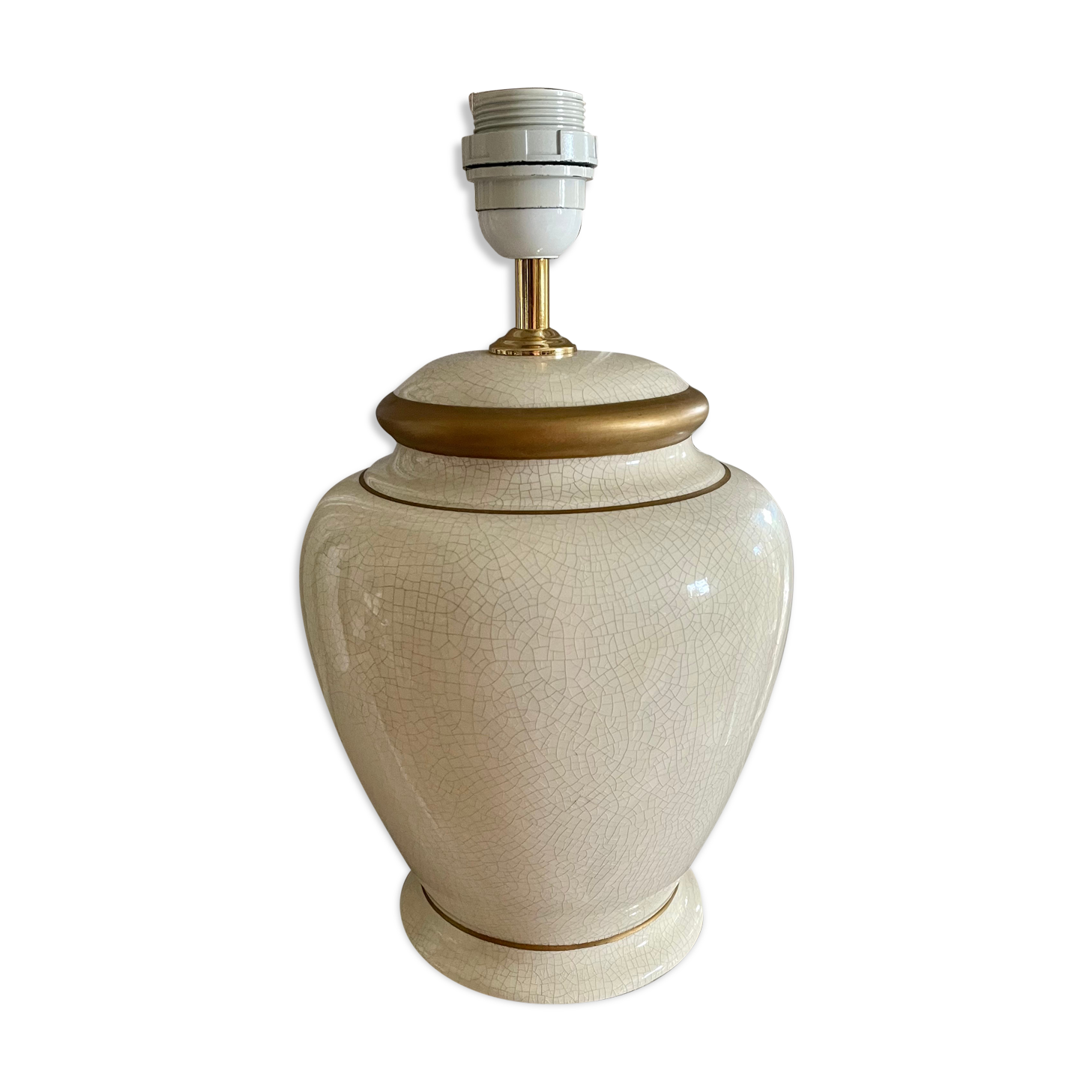 Pied de lampe en céramique craquelée vintage