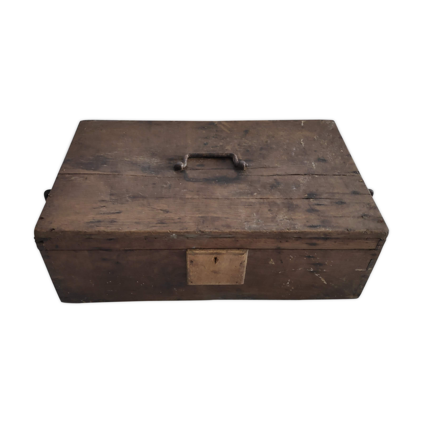Old rectangular wooden tool case