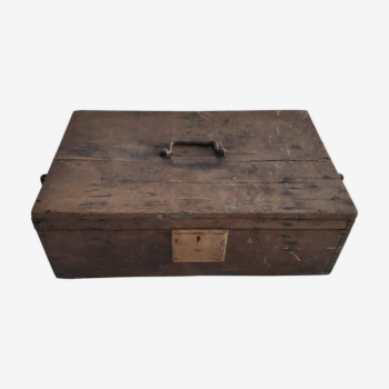 Old rectangular wooden tool case