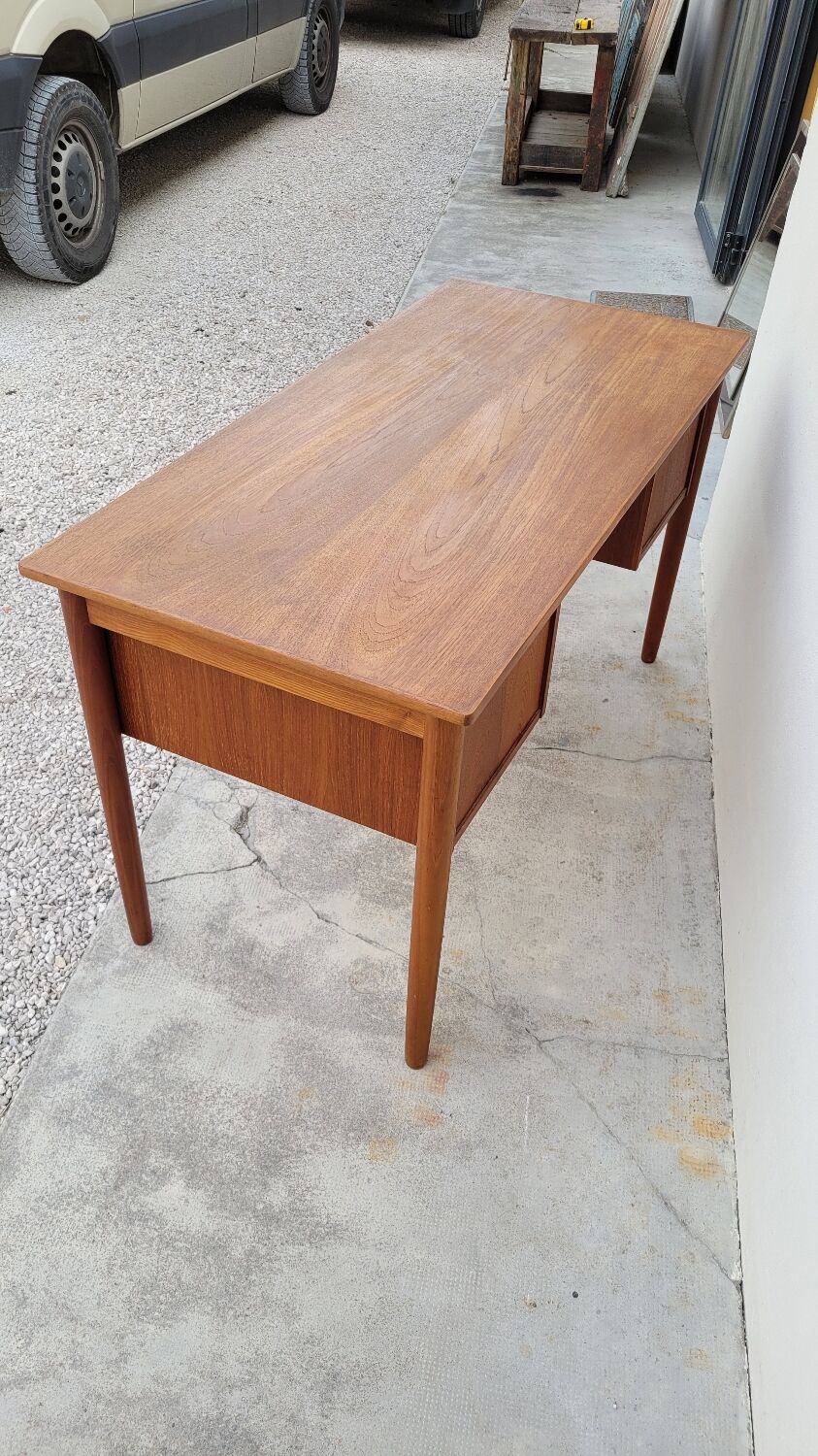 Danish Scandinavian desk in vintage teak 5 drawers, 1950s