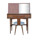 Vanity unit and its swivel armchair, Scandinavian furniture, desk, console, 50s