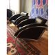 Pair of vintage black leather armchairs