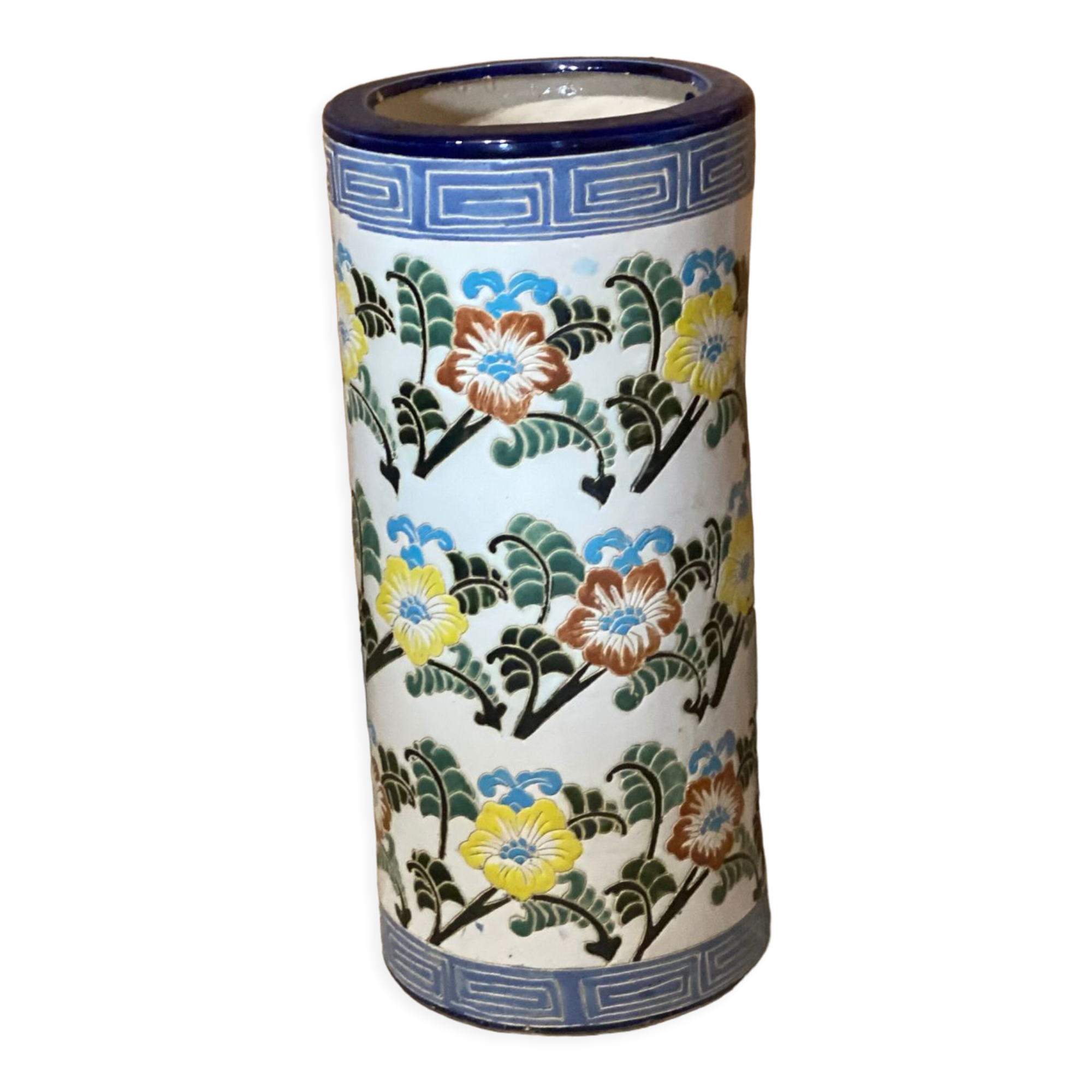 Enamelled ceramic umbrella stand