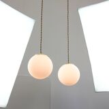 Mid-Century Italian Brass & Opaline Cluster of Lamps