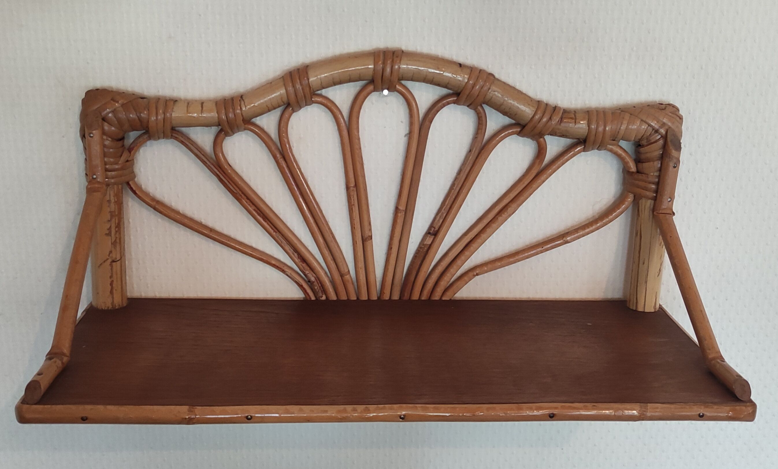 Rattan wall shelf