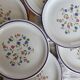 6 vintage porcelain dessert plates Moulin des Loups lilac floral pattern